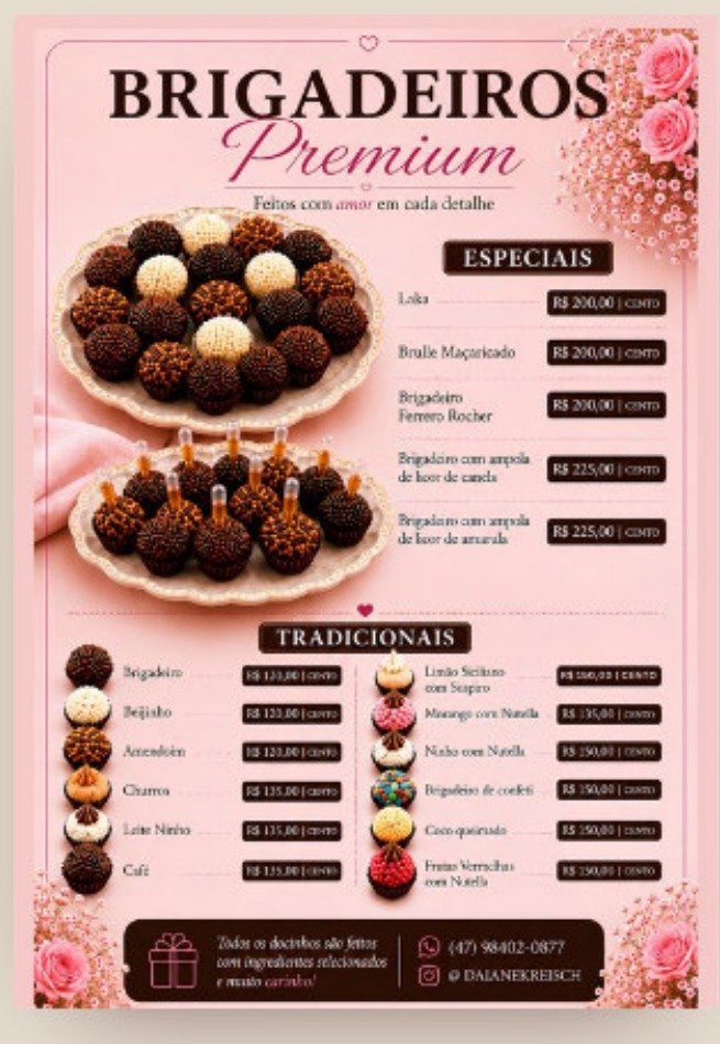 Brigadeiros Premium — catálogo digital de confeitaria criado pela Angelize