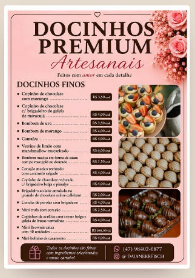 Docinhos Premium — catálogo digital de confeitaria criado pela Angelize