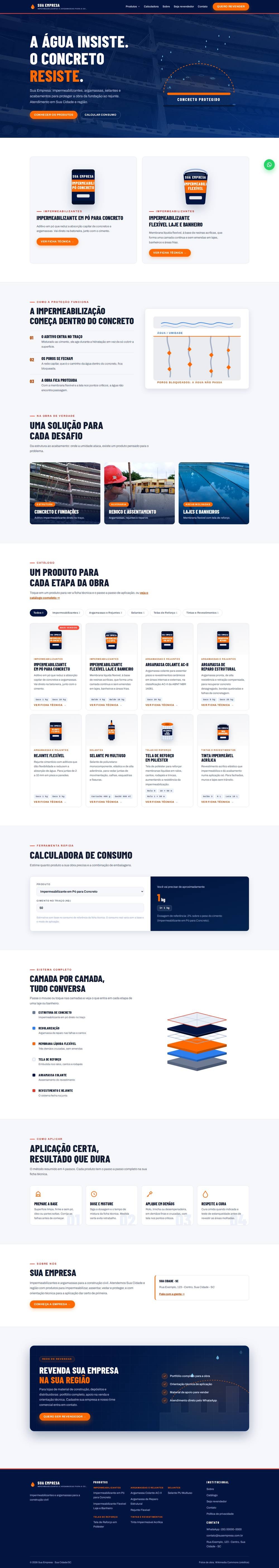 Modelo de site para indústria e material de construção